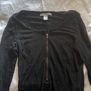 Black body suit with zipper